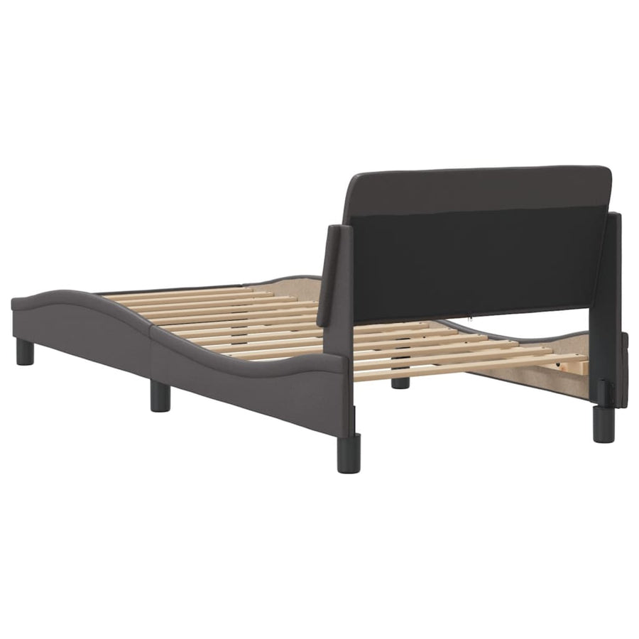 Bedframe Met Hoofdbord Kunstleer Grijs 90X200 Cm