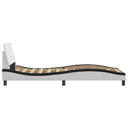 Bedframe Met Hoofdbord Kunstleer Wit En Zwart 90X200 Cm