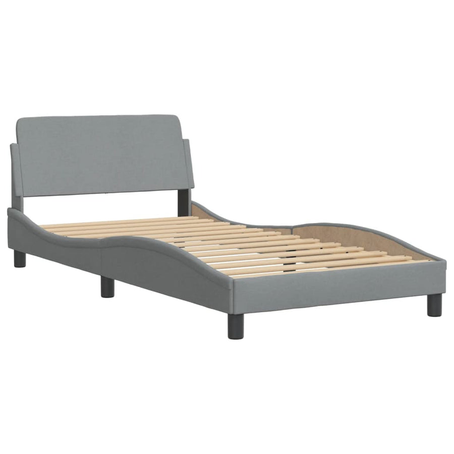 Bedframe Met Hoofdbord Stof Lichtgrijs 100X200 Cm