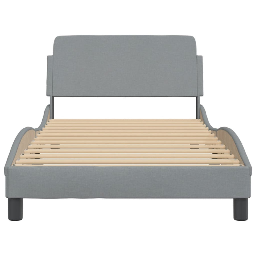 Bedframe Met Hoofdbord Stof Lichtgrijs 100X200 Cm