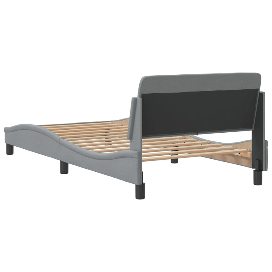 Bedframe Met Hoofdbord Stof Lichtgrijs 100X200 Cm