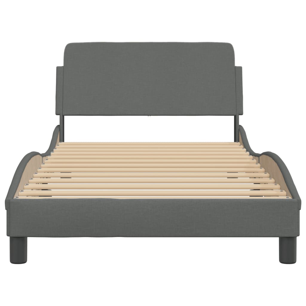 Bedframe Met Hoofdbord Stof Donkergrijs 100X200 Cm