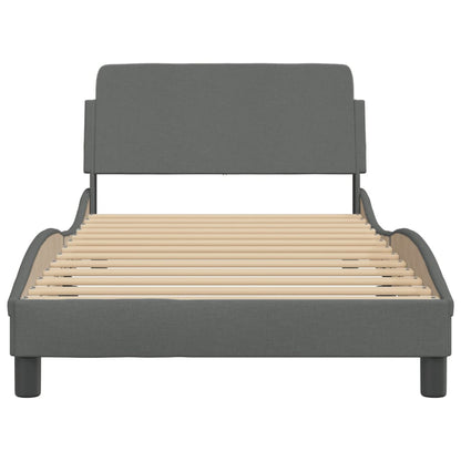 Bedframe Met Hoofdbord Stof Donkergrijs 100X200 Cm