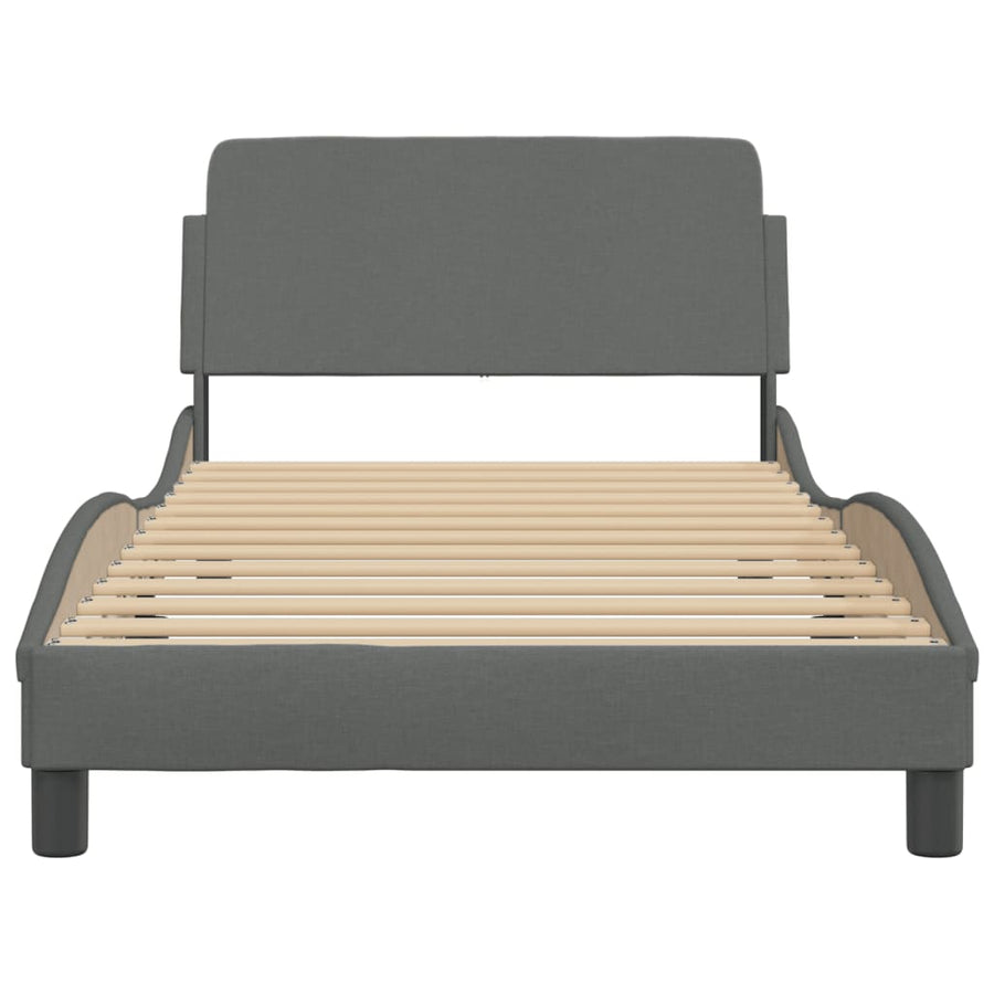 Bedframe Met Hoofdbord Stof Donkergrijs 100X200 Cm
