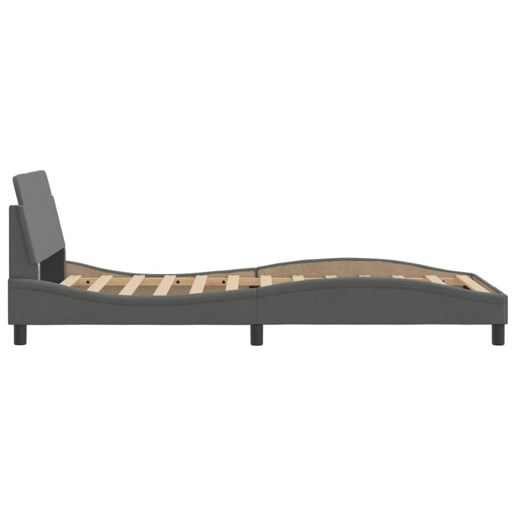 Bedframe Met Hoofdbord Stof Donkergrijs 100X200 Cm