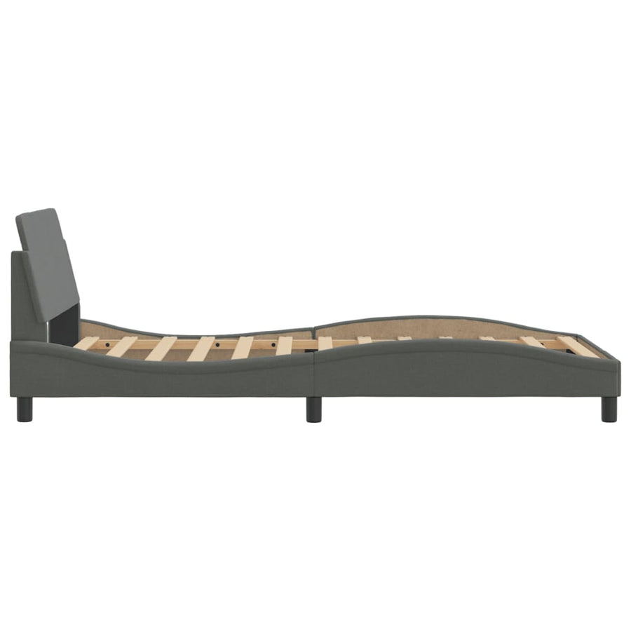 Bedframe Met Hoofdbord Stof Donkergrijs 100X200 Cm