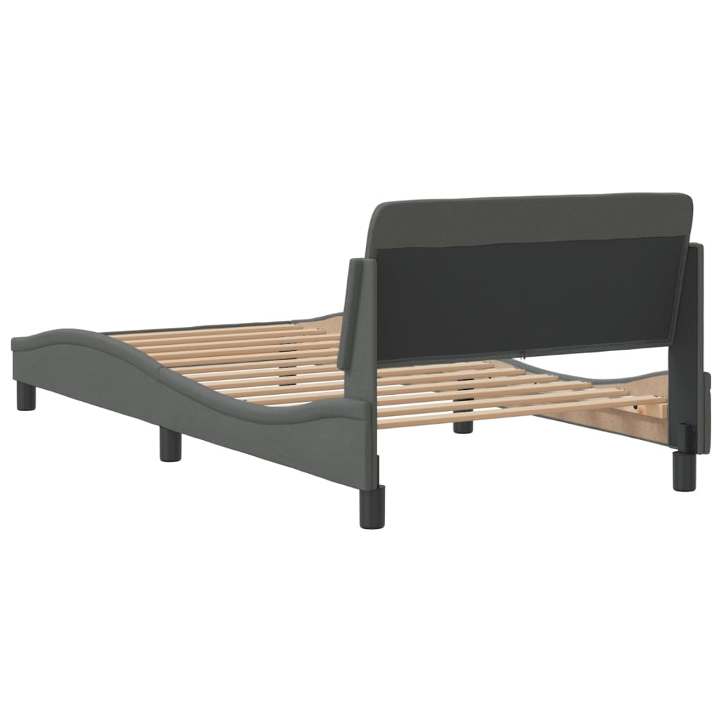 Bedframe Met Hoofdbord Stof Donkergrijs 100X200 Cm