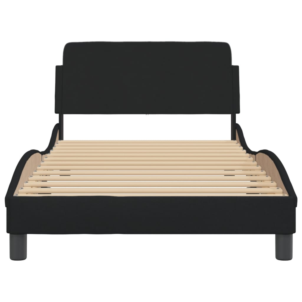 Bedframe Met Hoofdbord Stof Zwart 100X200 Cm