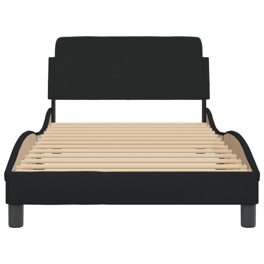 Bedframe Met Hoofdbord Stof Zwart 100X200 Cm