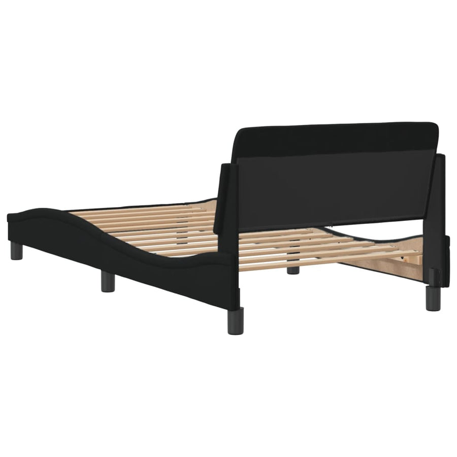 Bedframe Met Hoofdbord Stof Zwart 100X200 Cm