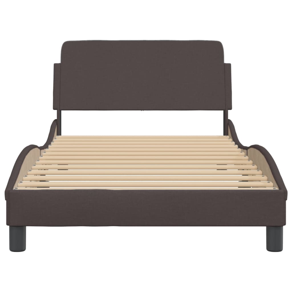 Bedframe Met Hoofdbord Stof Donkerbruin 100X200 Cm
