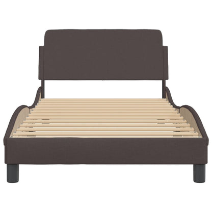 Bedframe Met Hoofdbord Stof Donkerbruin 100X200 Cm