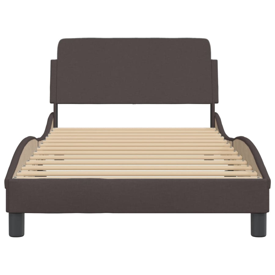 Bedframe Met Hoofdbord Stof Donkerbruin 100X200 Cm