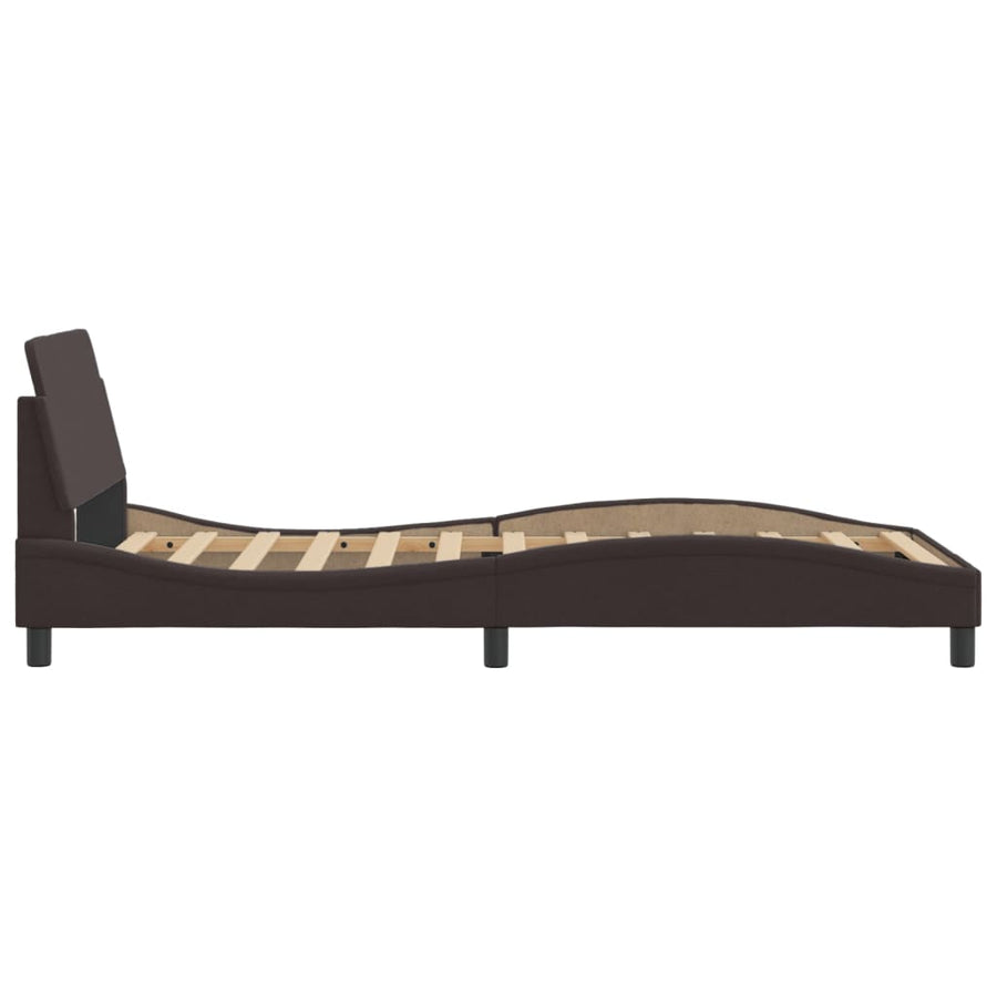 Bedframe Met Hoofdbord Stof Donkerbruin 100X200 Cm