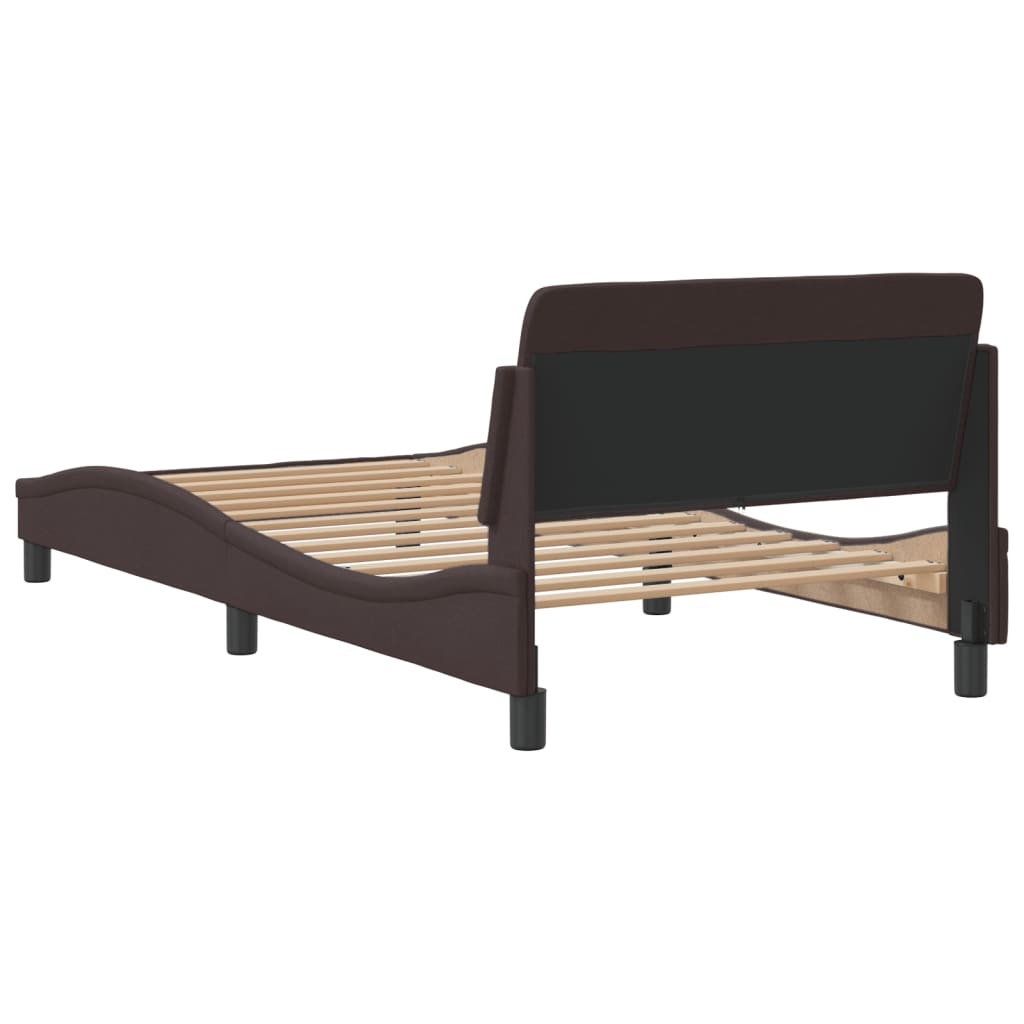 Bedframe Met Hoofdbord Stof Donkerbruin 100X200 Cm