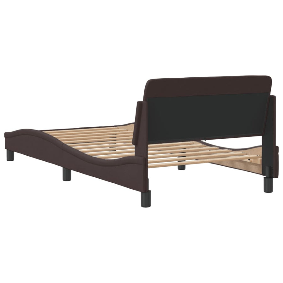 Bedframe Met Hoofdbord Stof Donkerbruin 100X200 Cm