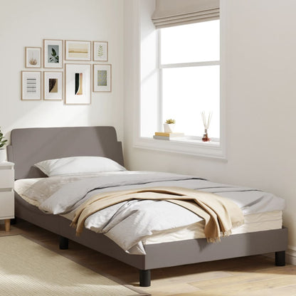 Bedframe Met Hoofdbord Stof Taupe 100X200 Cm