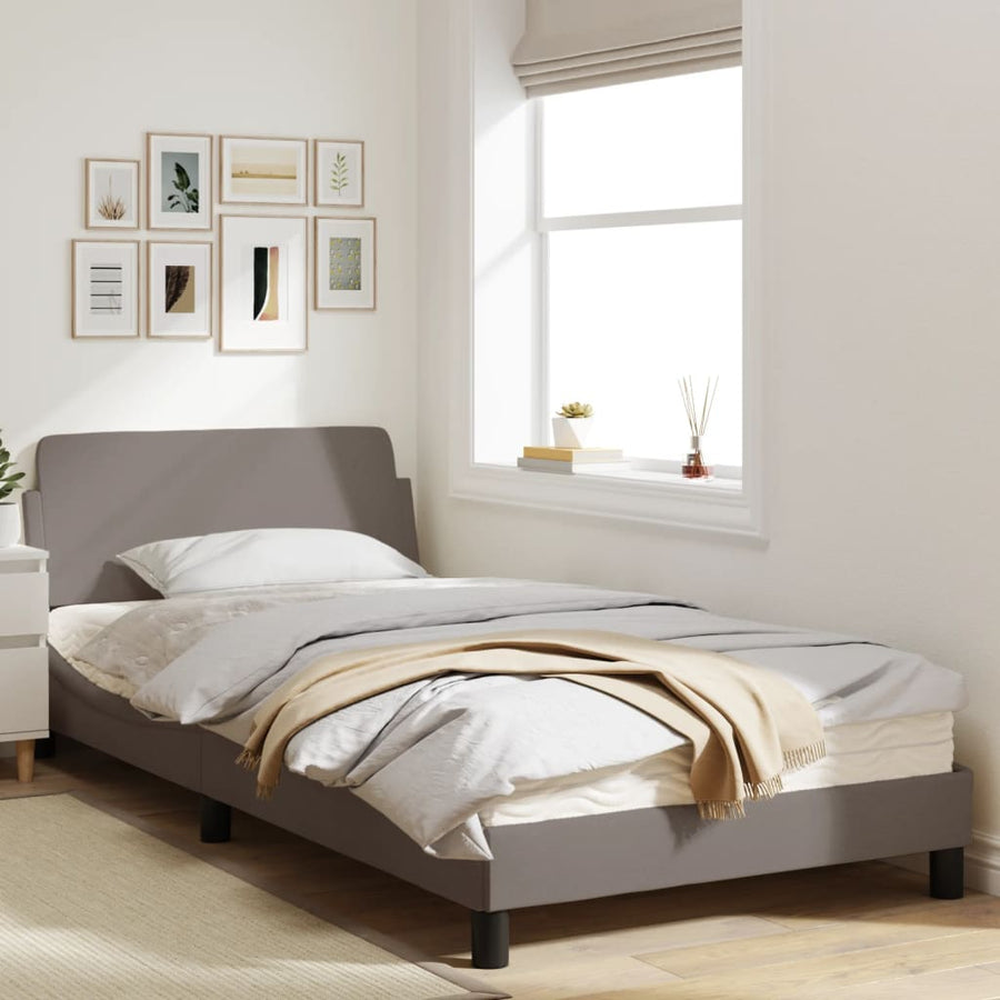 Bedframe Met Hoofdbord Stof Taupe 100X200 Cm