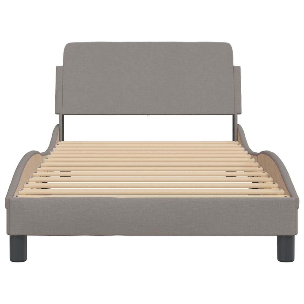 Bedframe Met Hoofdbord Stof Taupe 100X200 Cm