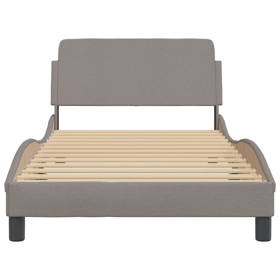 Bedframe Met Hoofdbord Stof Taupe 100X200 Cm