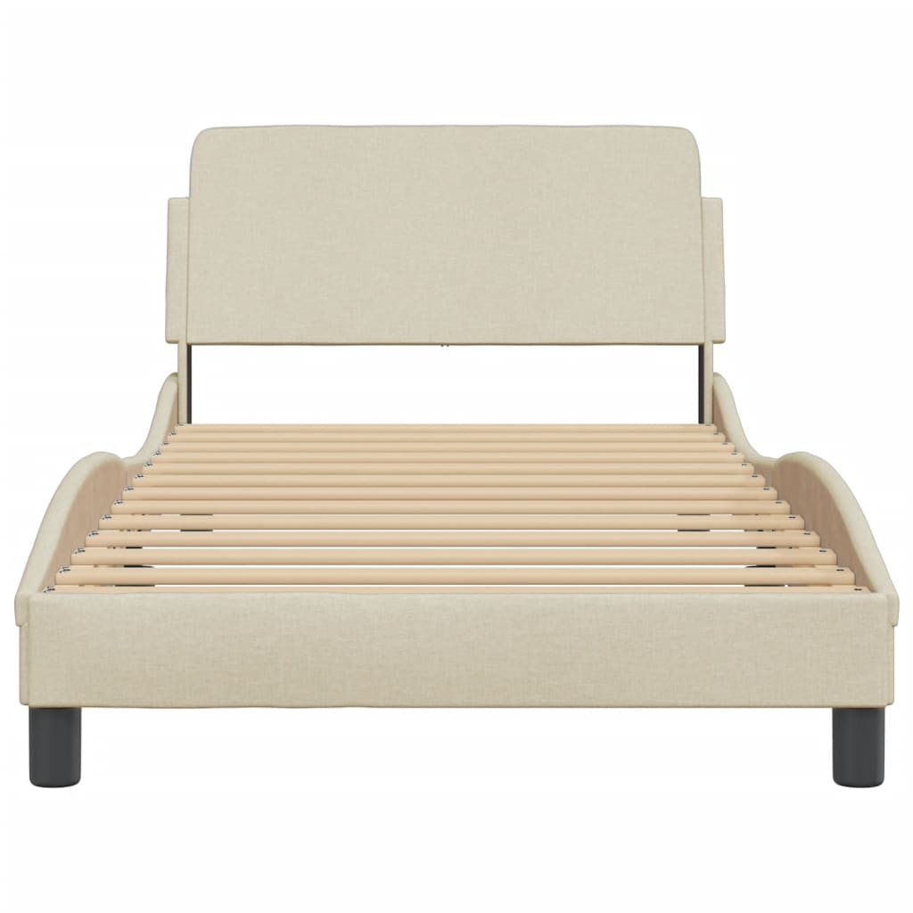 Bedframe Met Hoofdbord Stof Crèmekleurig 100X200 Cm
