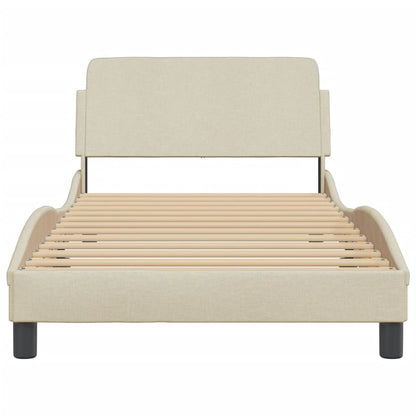 Bedframe Met Hoofdbord Stof Crèmekleurig 100X200 Cm