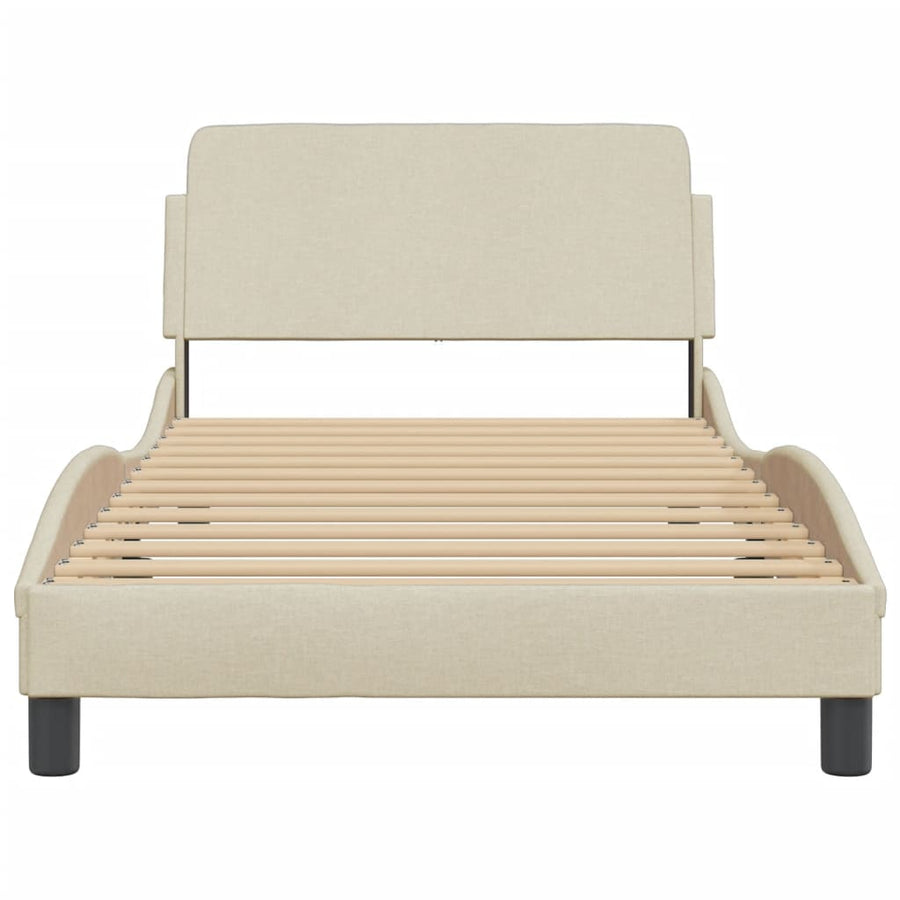 Bedframe Met Hoofdbord Stof Crèmekleurig 100X200 Cm