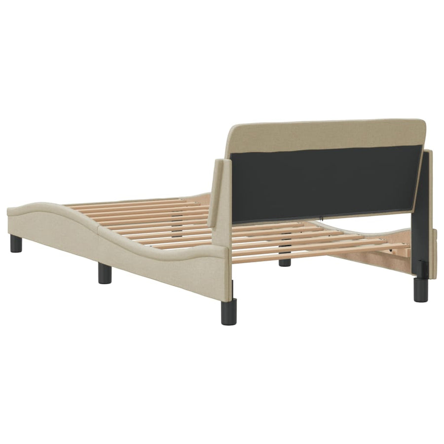 Bedframe Met Hoofdbord Stof Crèmekleurig 100X200 Cm