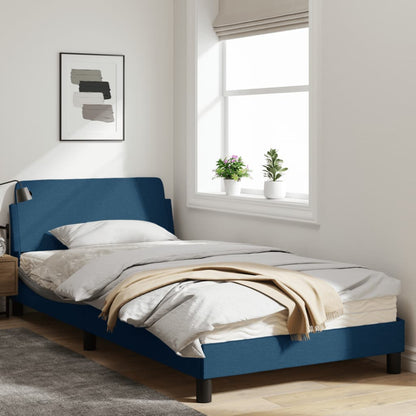 Bedframe Met Hoofdbord Stof Blauw 100X200 Cm