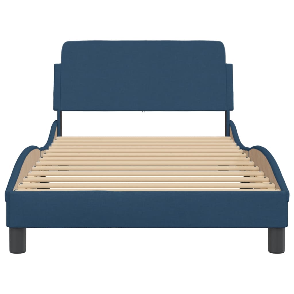 Bedframe Met Hoofdbord Stof Blauw 100X200 Cm