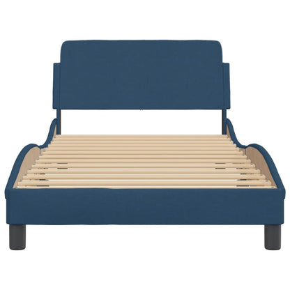 Bedframe Met Hoofdbord Stof Blauw 100X200 Cm
