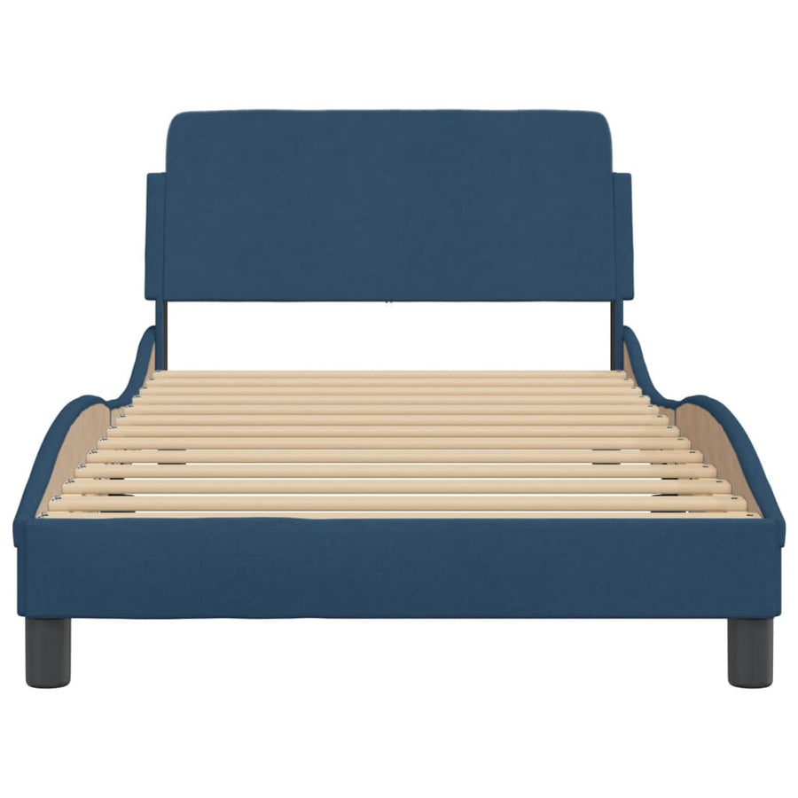 Bedframe Met Hoofdbord Stof Blauw 100X200 Cm