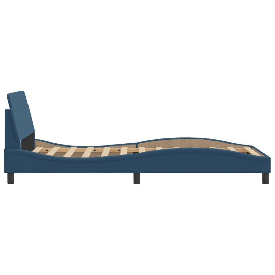 Bedframe Met Hoofdbord Stof Blauw 100X200 Cm