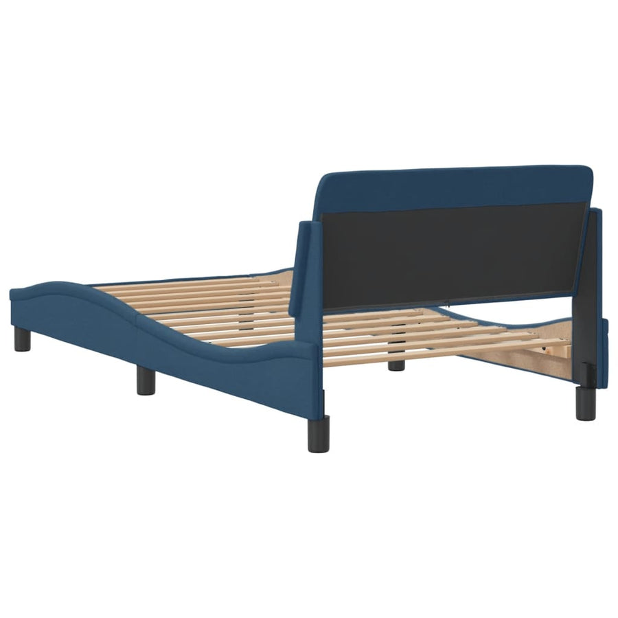 Bedframe Met Hoofdbord Stof Blauw 100X200 Cm