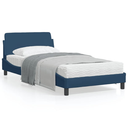 Bedframe Met Hoofdbord Stof Blauw 100X200 Cm