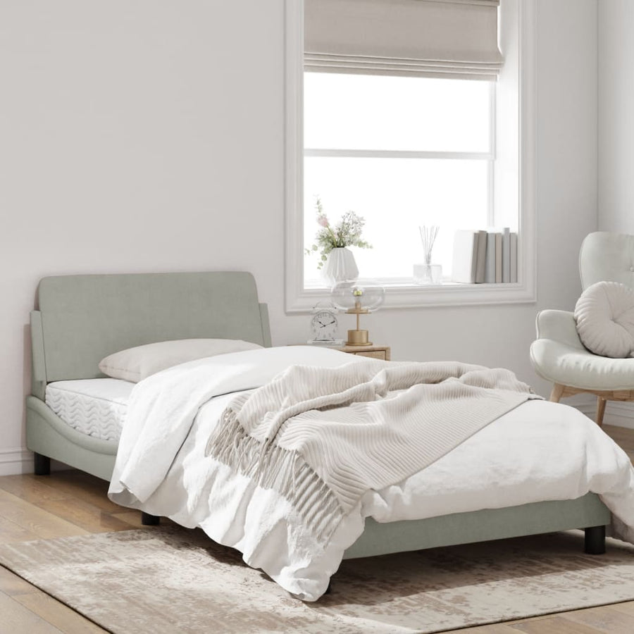 Bedframe Met Hoofdeinde Fluweel Lichtgrijs 100X200 Cm