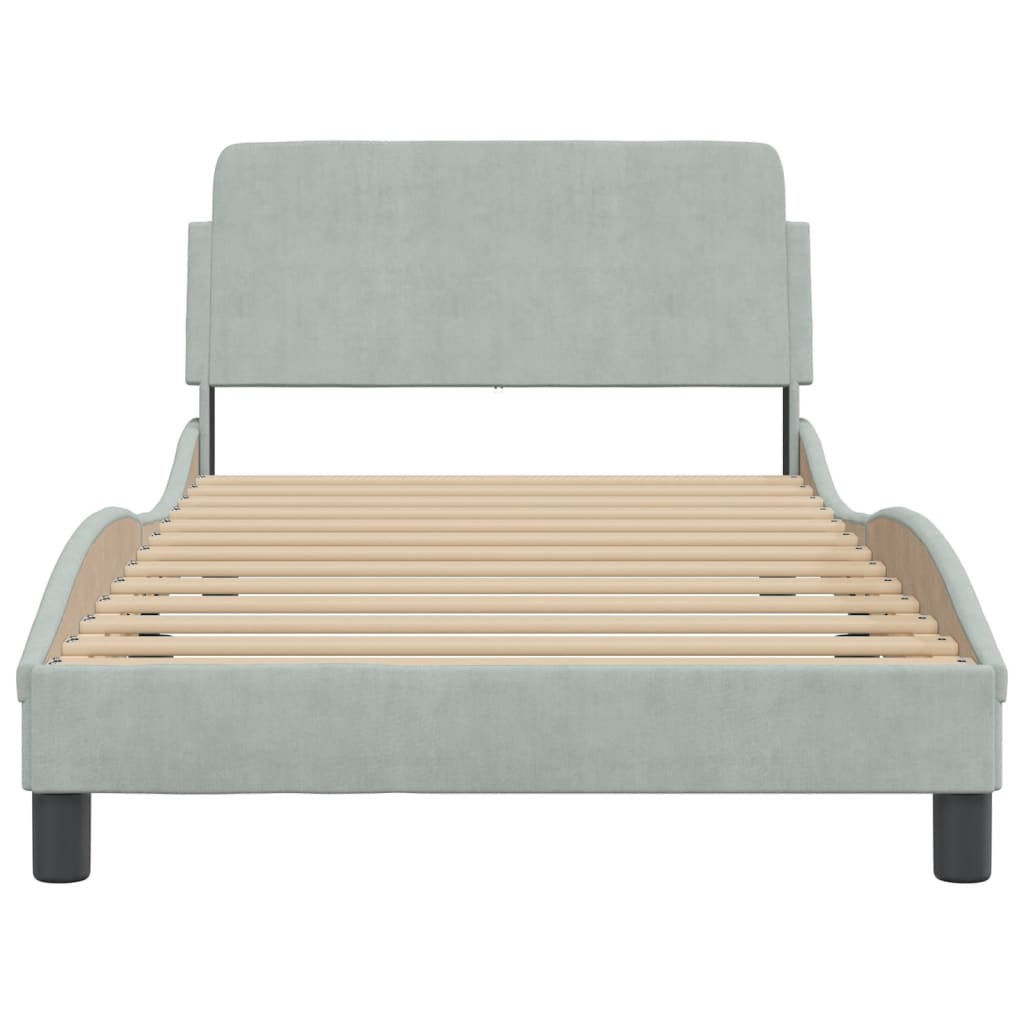 Bedframe Met Hoofdeinde Fluweel Lichtgrijs 100X200 Cm