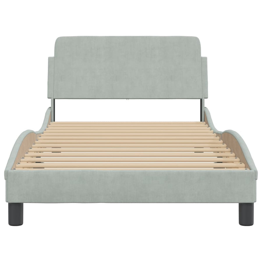 Bedframe Met Hoofdeinde Fluweel Lichtgrijs 100X200 Cm