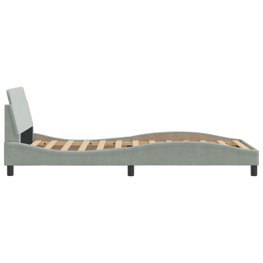Bedframe Met Hoofdeinde Fluweel Lichtgrijs 100X200 Cm