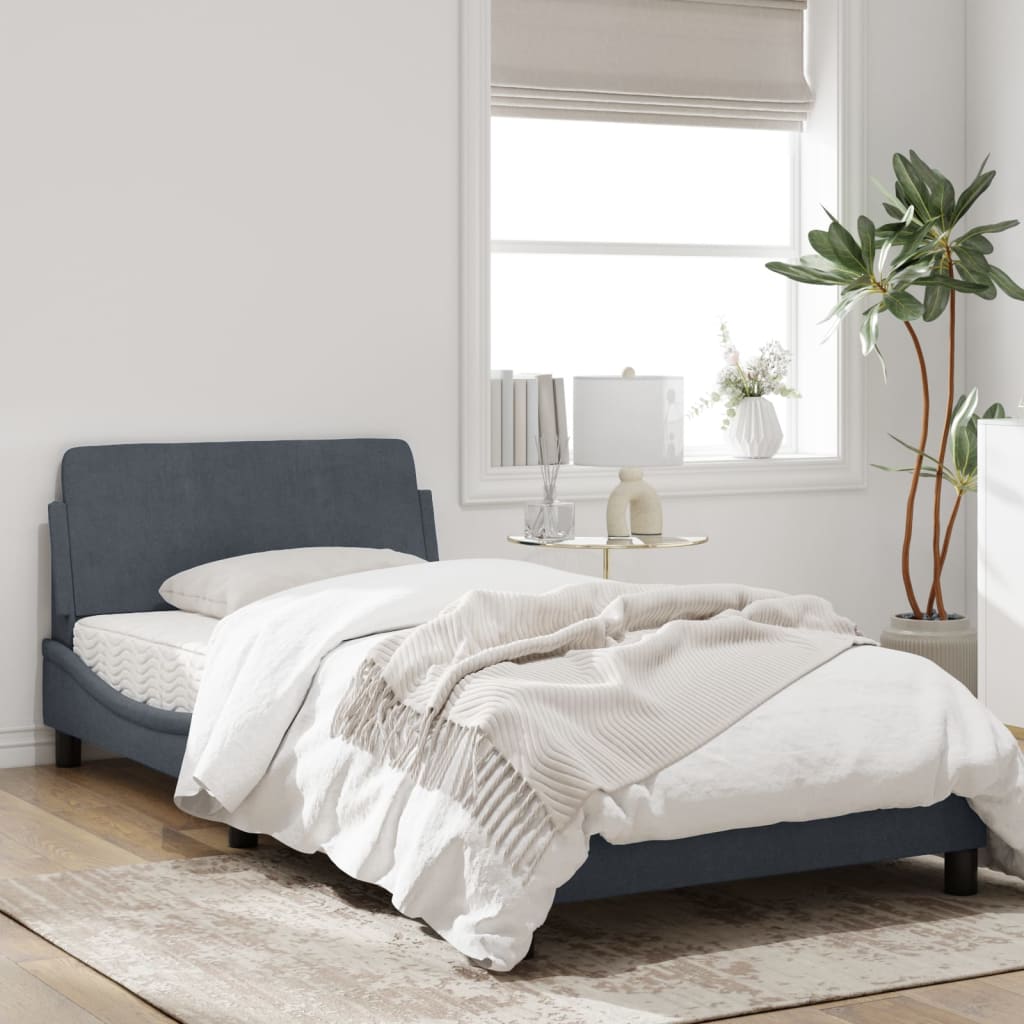 Bedframe Met Hoofdeinde Fluweel Donkergrijs 100X200 Cm