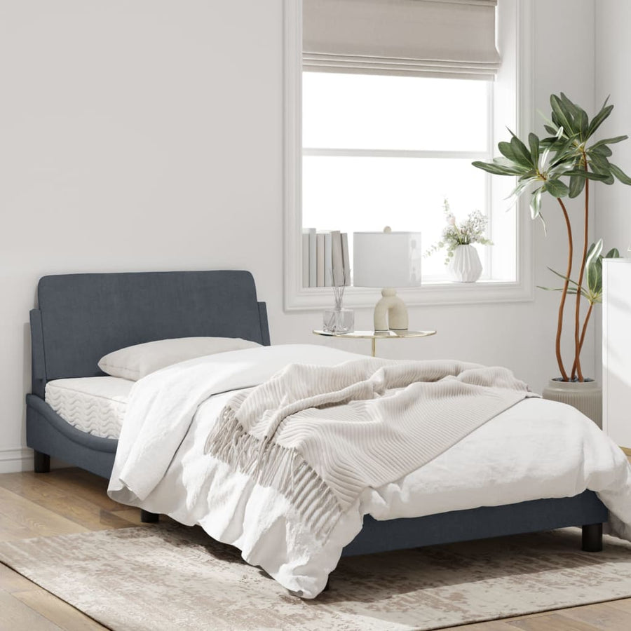 Bedframe Met Hoofdeinde Fluweel Donkergrijs 100X200 Cm