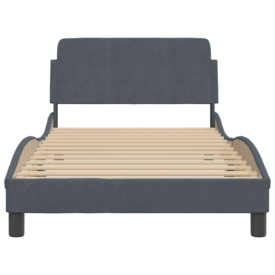 Bedframe Met Hoofdeinde Fluweel Donkergrijs 100X200 Cm