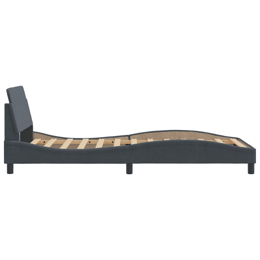 Bedframe Met Hoofdeinde Fluweel Donkergrijs 100X200 Cm