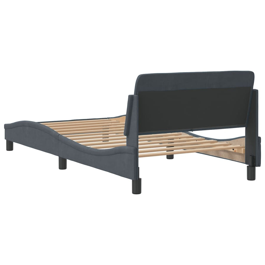 Bedframe Met Hoofdeinde Fluweel Donkergrijs 100X200 Cm