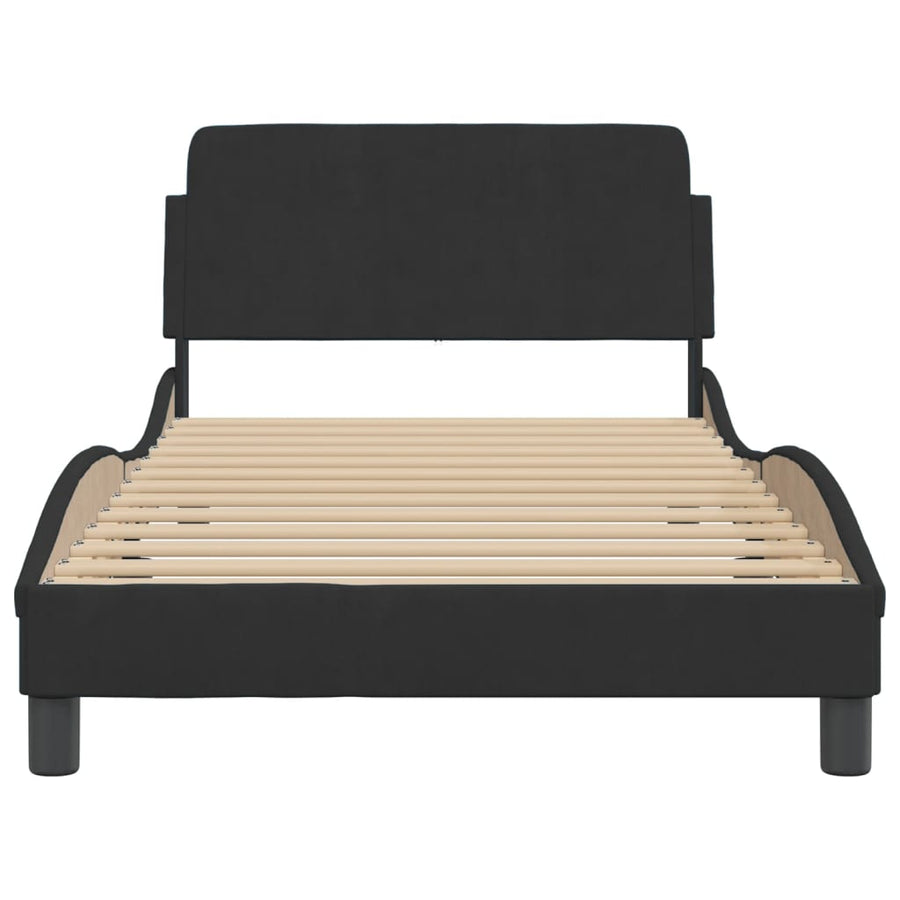 Bedframe Met Hoofdeinde Fluweel Zwart 100X200 Cm