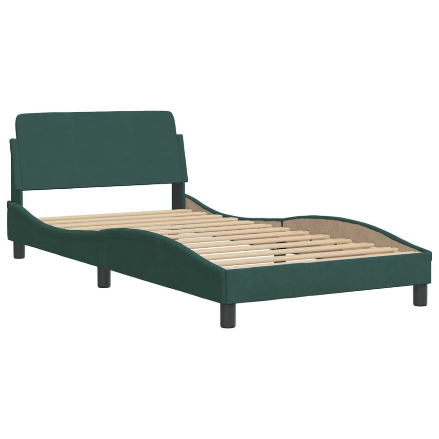 Bedframe Met Hoofdeinde Fluweel Donkergroen 100X200 Cm
