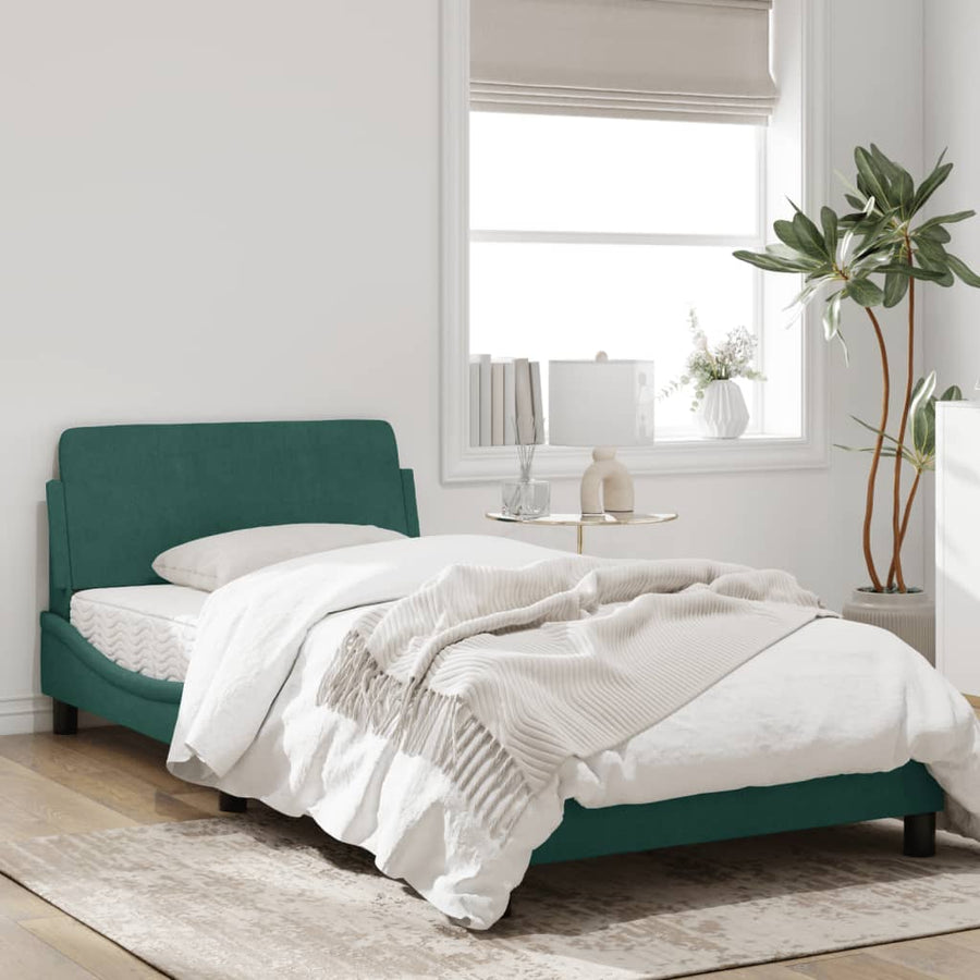 Bedframe Met Hoofdeinde Fluweel Donkergroen 100X200 Cm