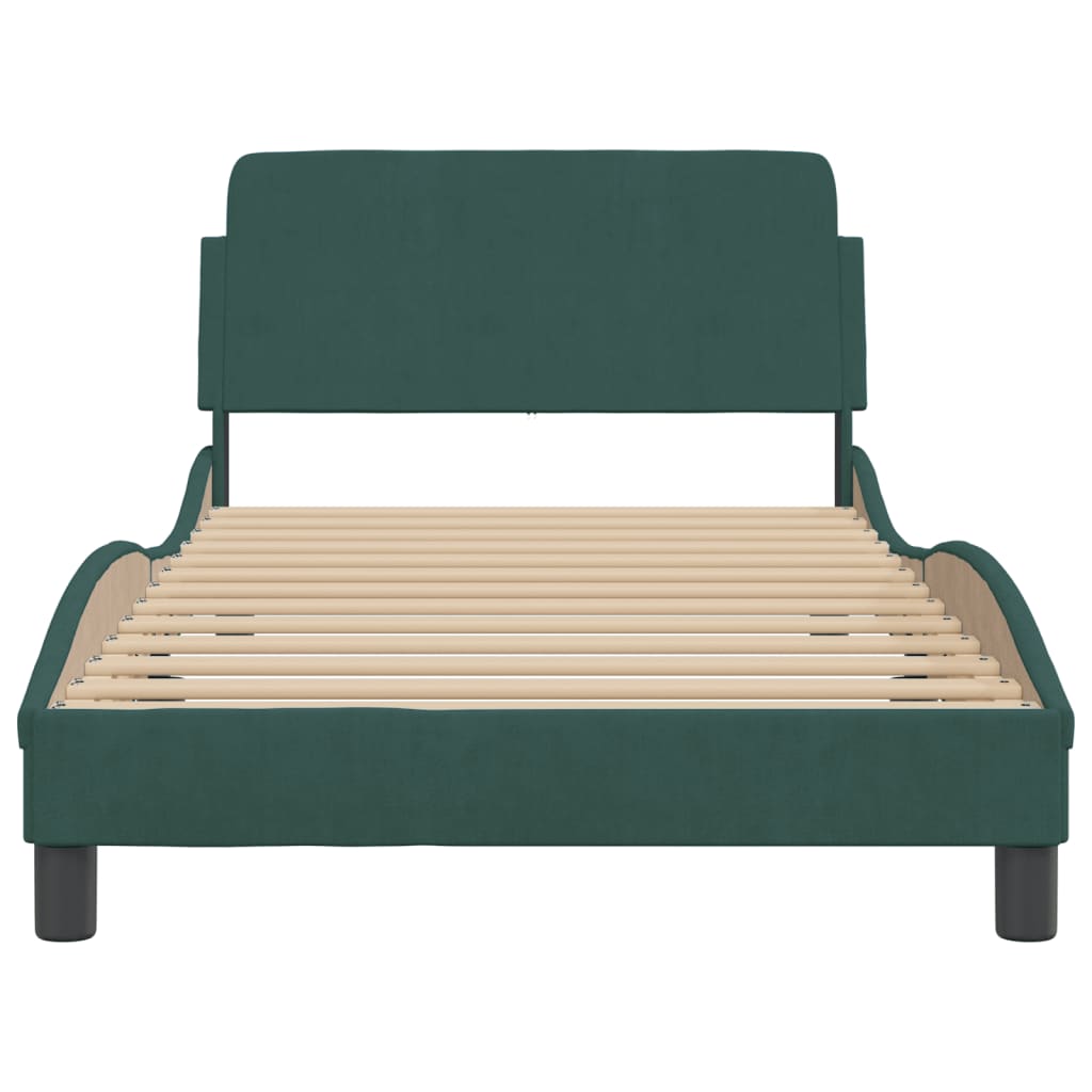 Bedframe Met Hoofdeinde Fluweel Donkergroen 100X200 Cm