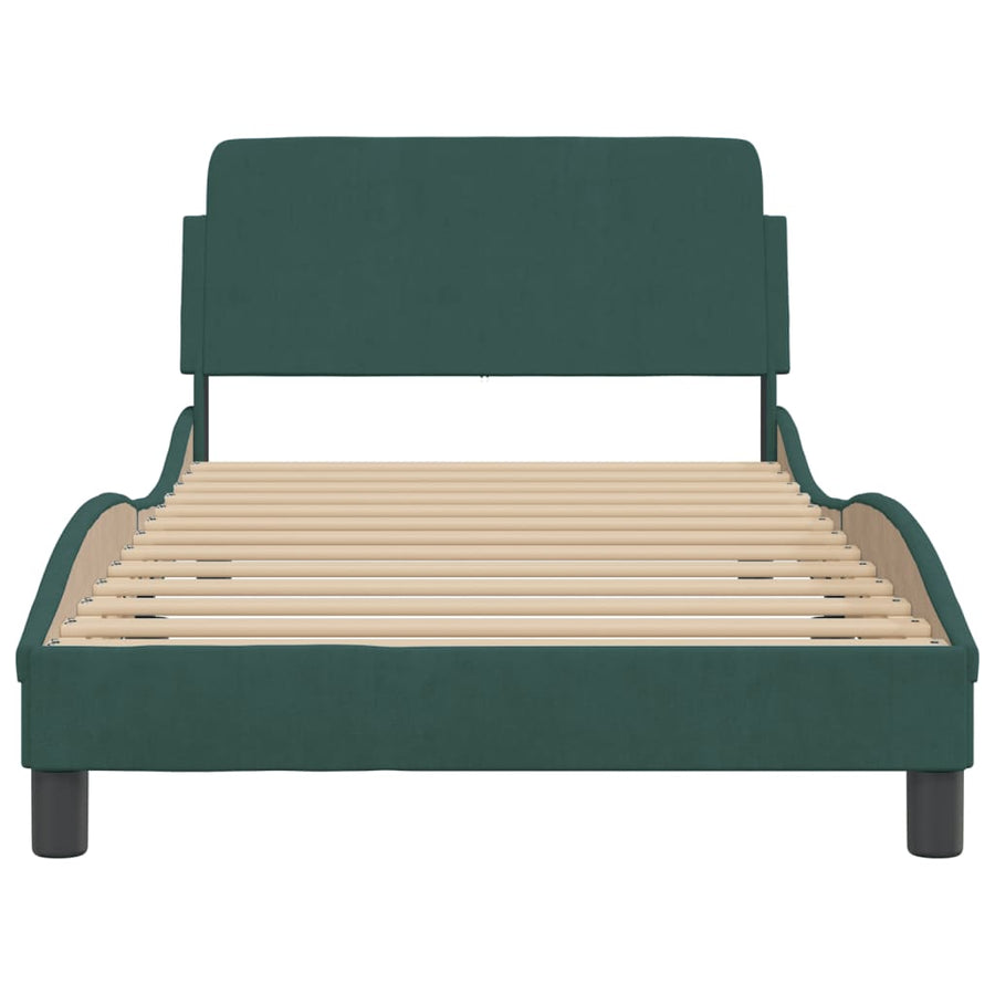 Bedframe Met Hoofdeinde Fluweel Donkergroen 100X200 Cm