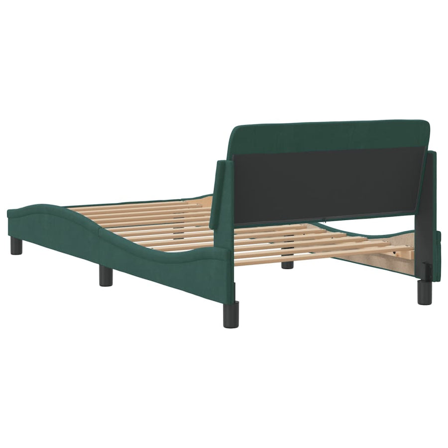 Bedframe Met Hoofdeinde Fluweel Donkergroen 100X200 Cm